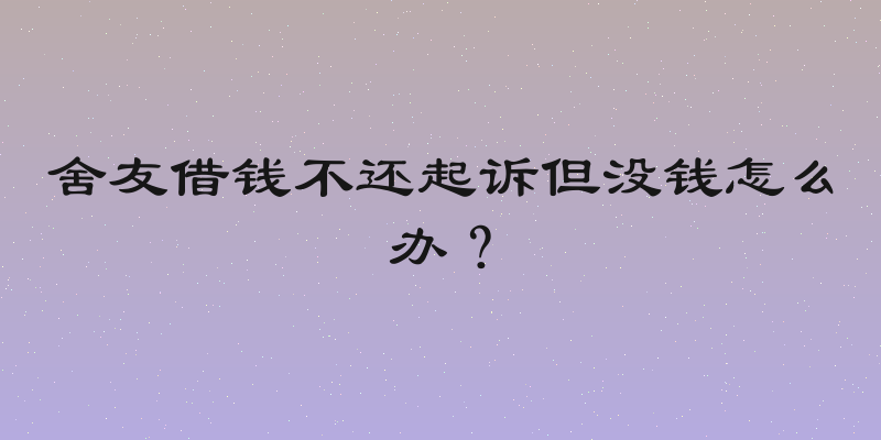 舍友借钱不还起诉但没钱怎么办？