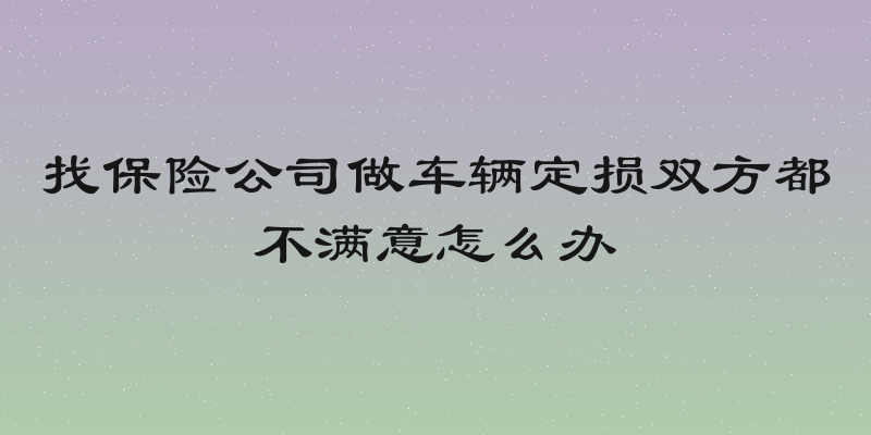 找保险公司做车辆定损双方都不满意怎么办