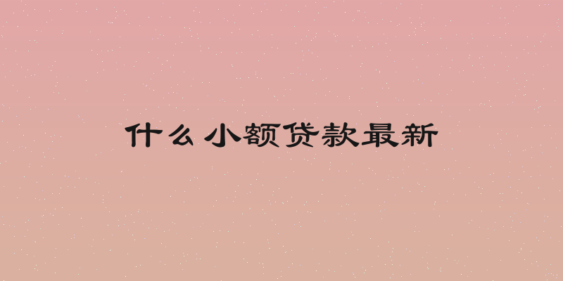什么小额贷款最新