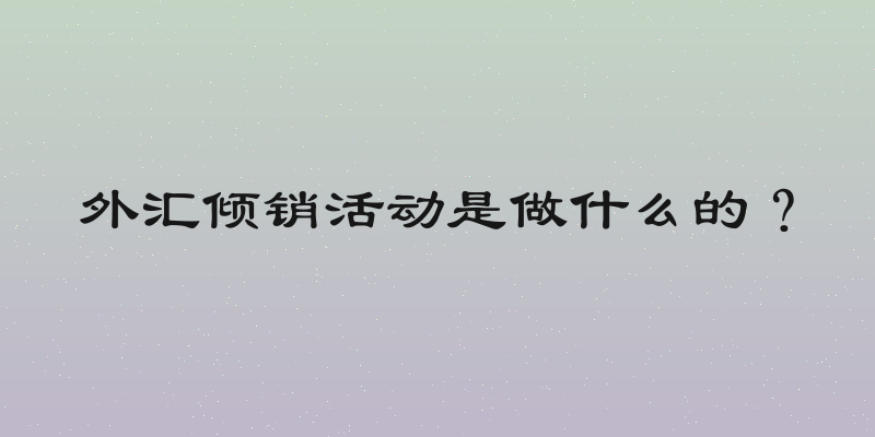 外汇倾销活动是做什么的？