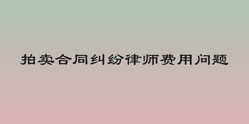 拍卖合同纠纷律师费用问题