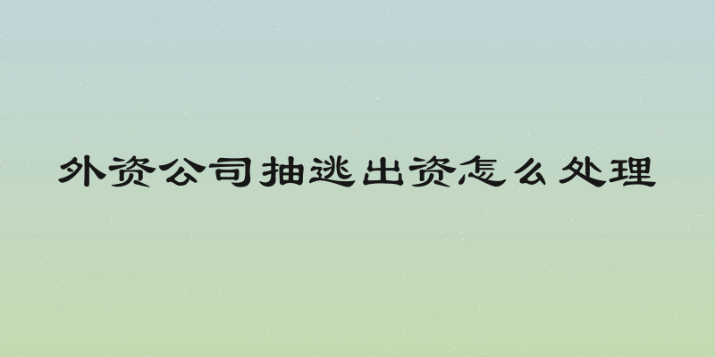 外资公司抽逃出资怎么处理