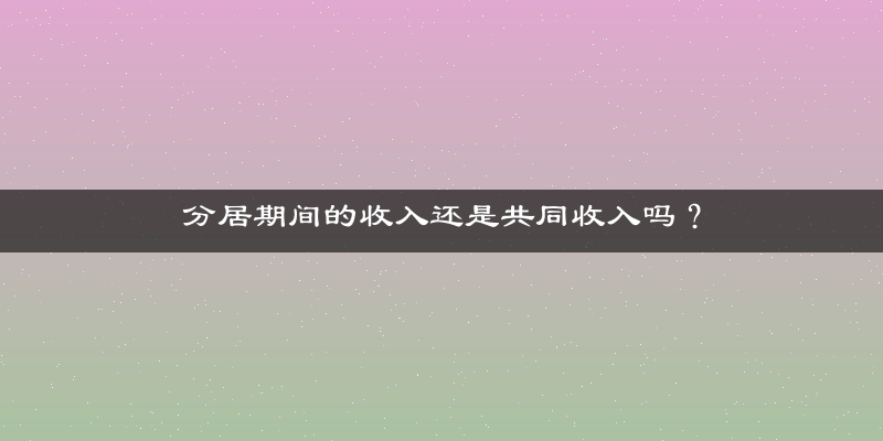 分居期间的收入还是共同收入吗？