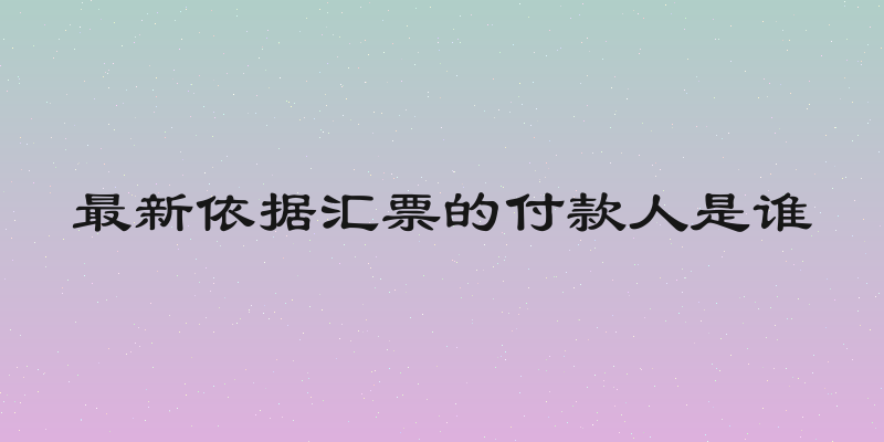 最新依据汇票的付款人是谁