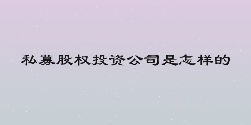 私募股权投资公司是怎样的