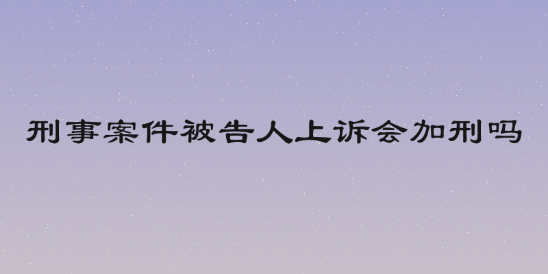 刑事案件被告人上诉会加刑吗