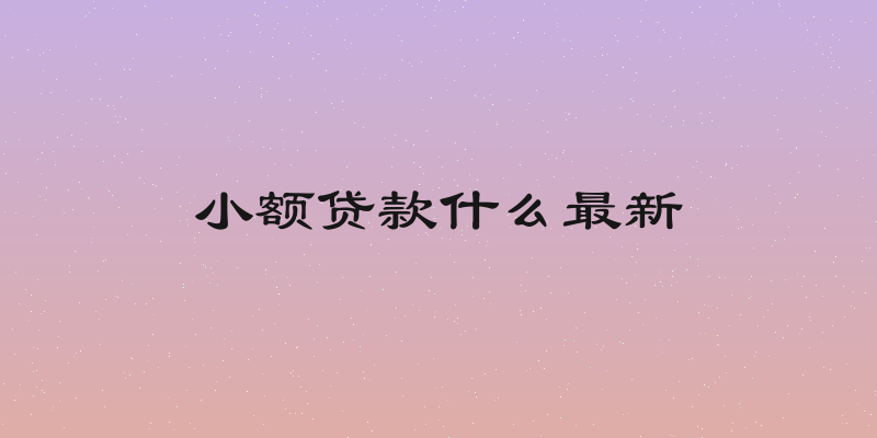 小额贷款什么最新