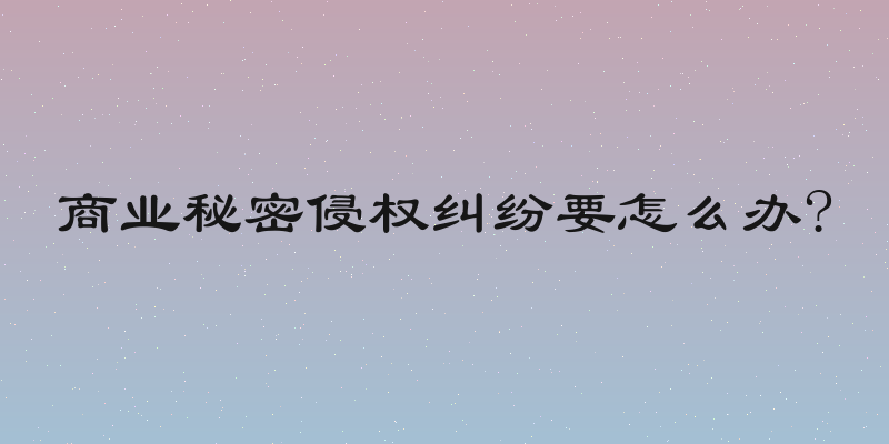商业秘密侵权纠纷要怎么办?