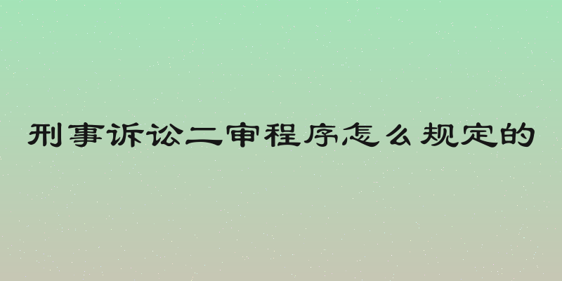 刑事诉讼二审程序怎么规定的