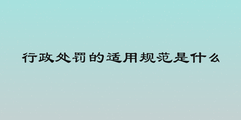 行政处罚的适用规范是什么