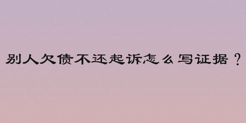 别人欠债不还起诉怎么写证据？