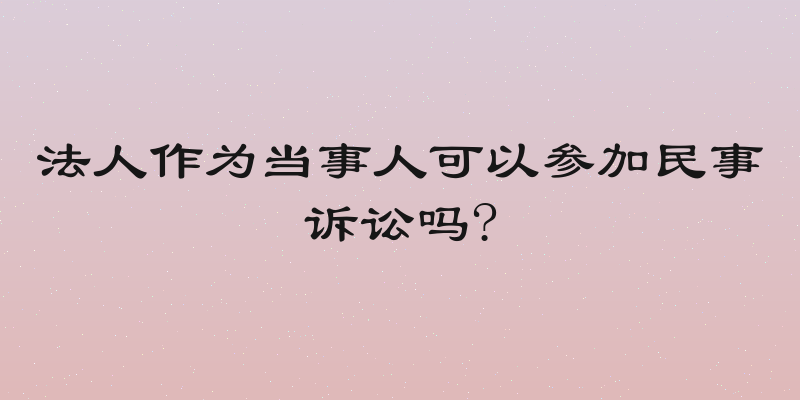 法人作为当事人可以参加民事诉讼吗?