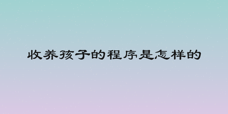 收养孩子的程序是怎样的