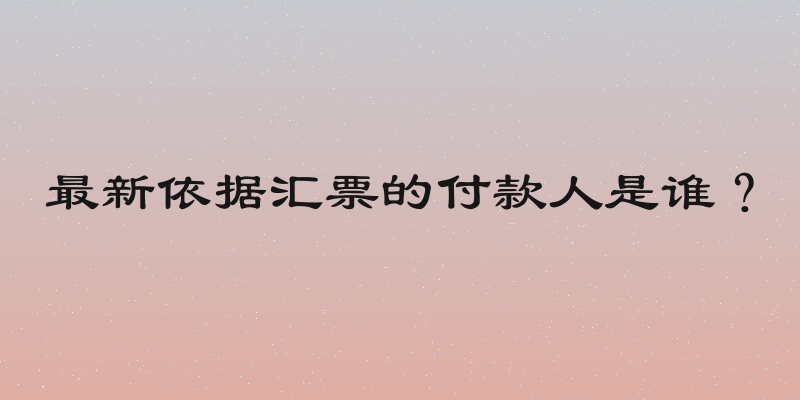 最新依据汇票的付款人是谁？