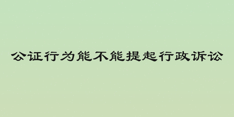 公证行为能不能提起行政诉讼
