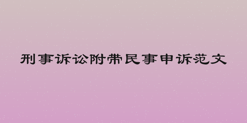 刑事诉讼附带民事申诉范文