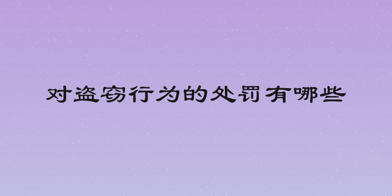 对盗窃行为的处罚有哪些