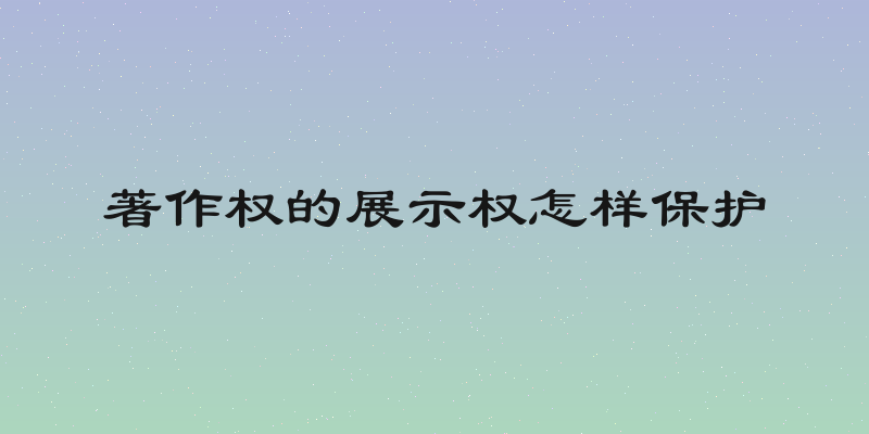 著作权的展示权怎样保护