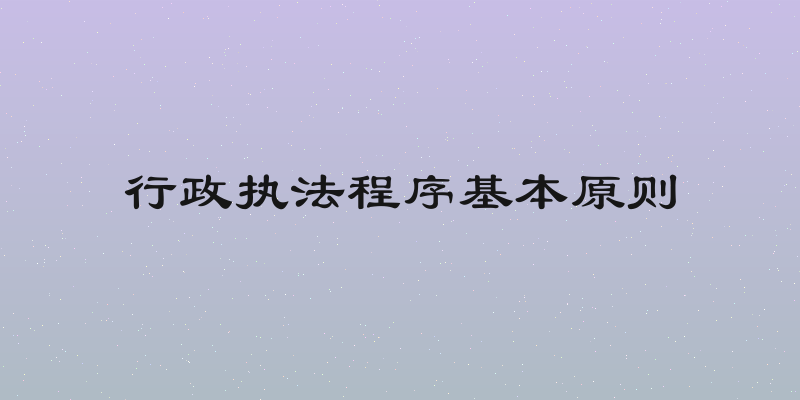 行政执法程序基本原则