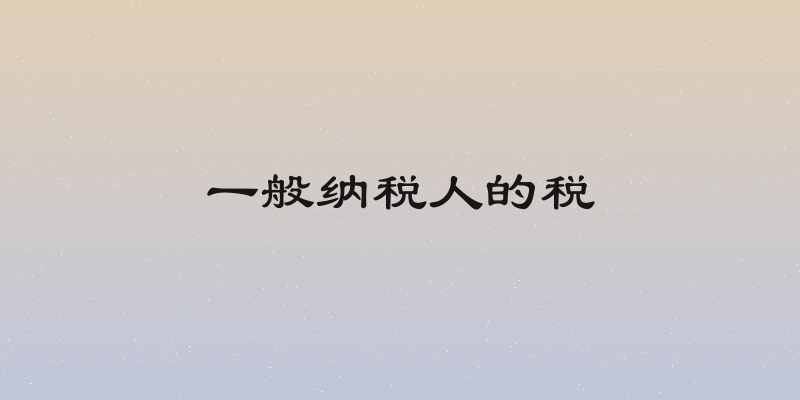 一般纳税人的税