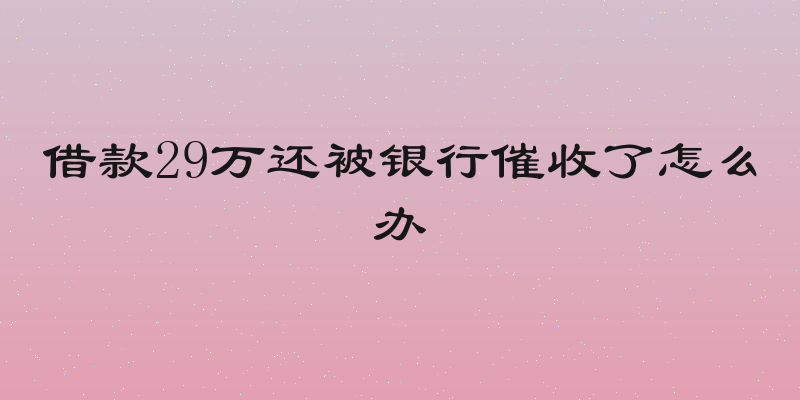 借款29万还被银行催收了怎么办