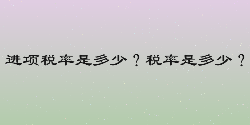 进项税率是多少？税率是多少？