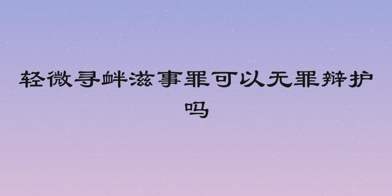 轻微寻衅滋事罪可以无罪辩护吗