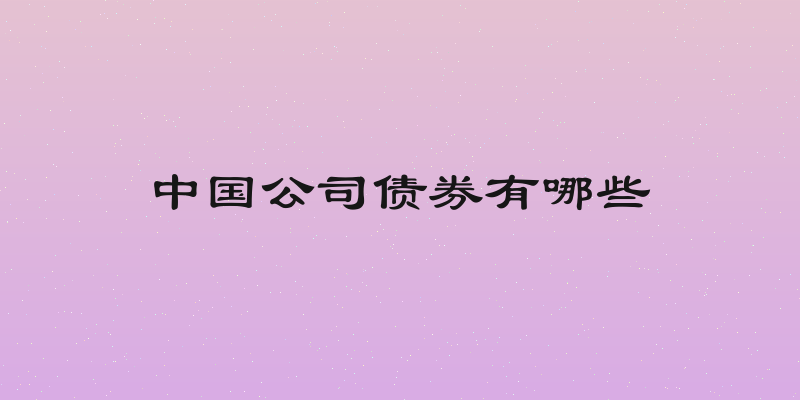 中国公司债券有哪些