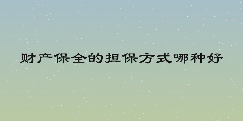 财产保全的担保方式哪种好