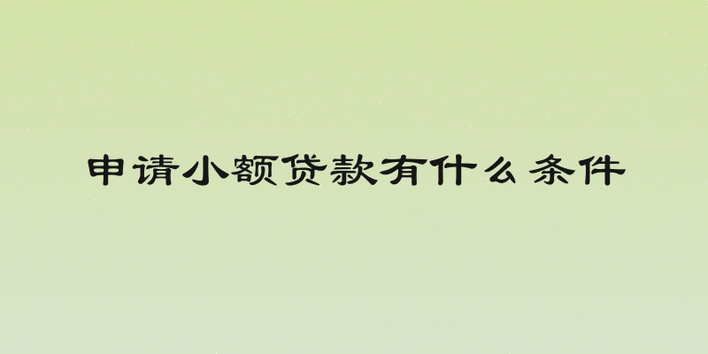 申请小额贷款有什么条件