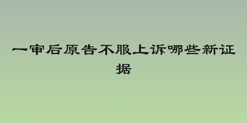 一审后原告不服上诉哪些新证据