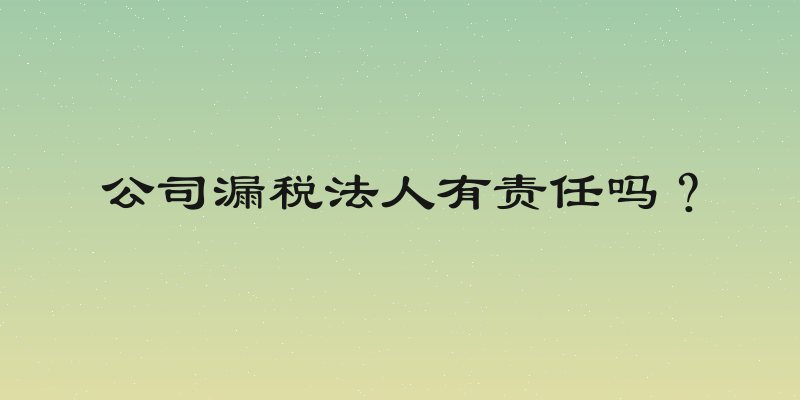 公司漏税法人有责任吗？