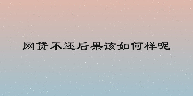 网贷不还后果该如何样呢