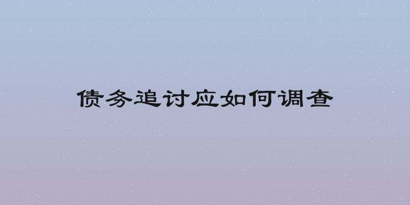债务追讨应如何调查