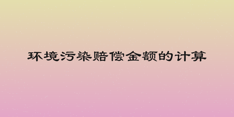 环境污染赔偿金额的计算
