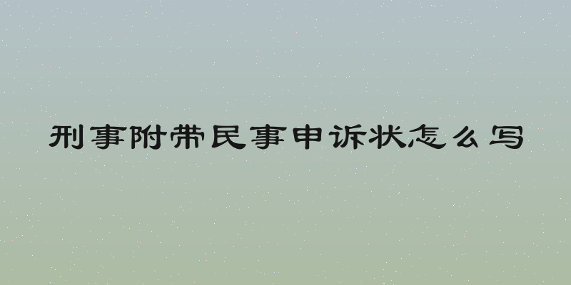 刑事附带民事申诉状怎么写
