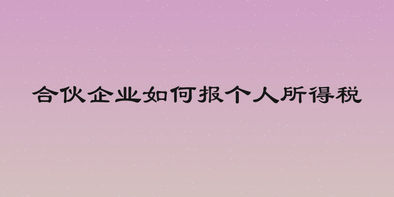 合伙企业如何报个人所得税