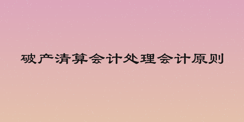 破产清算会计处理会计原则