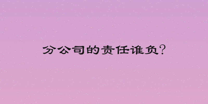 分公司的责任谁负?