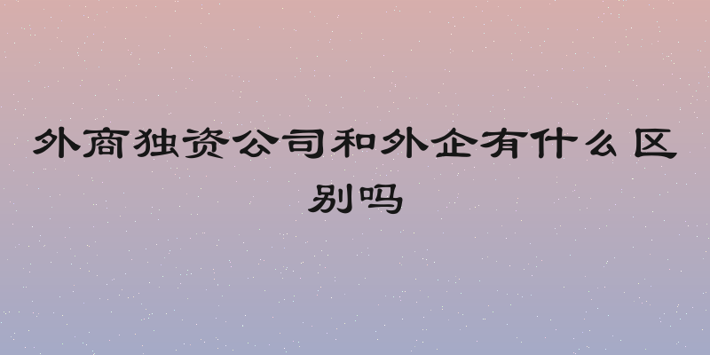 外商独资公司和外企有什么区别吗