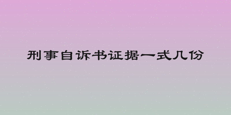 刑事自诉书证据一式几份