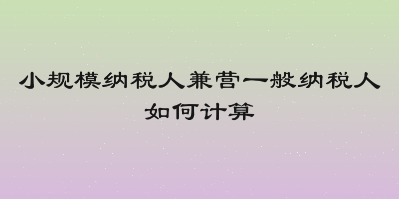 小规模纳税人兼营一般纳税人如何计算