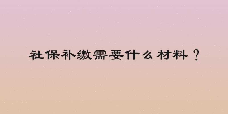 社保补缴需要什么材料？