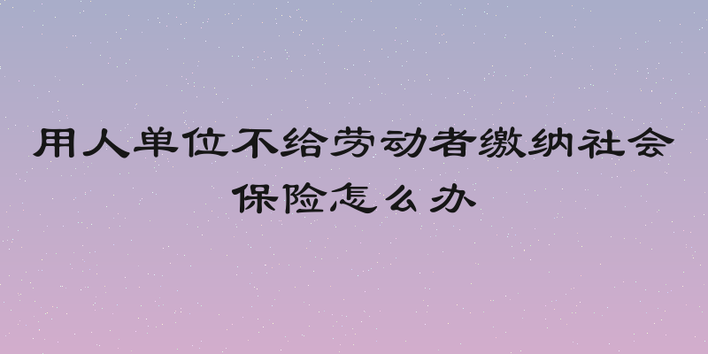 用人单位不给劳动者缴纳社会保险怎么办