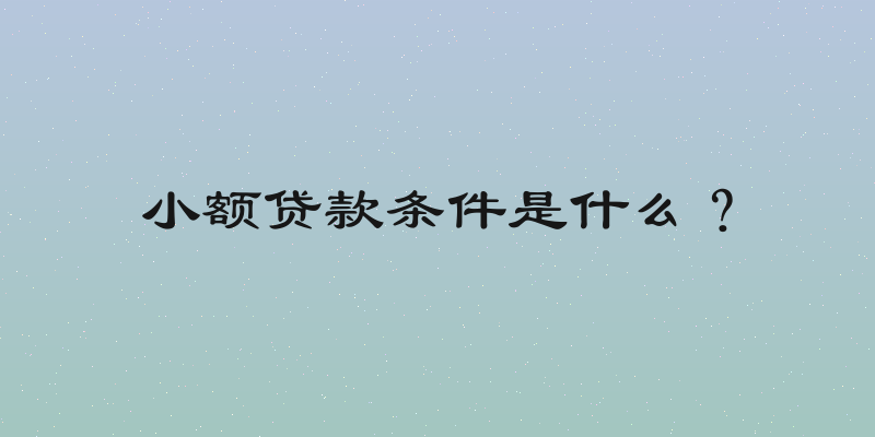 小额贷款条件是什么？