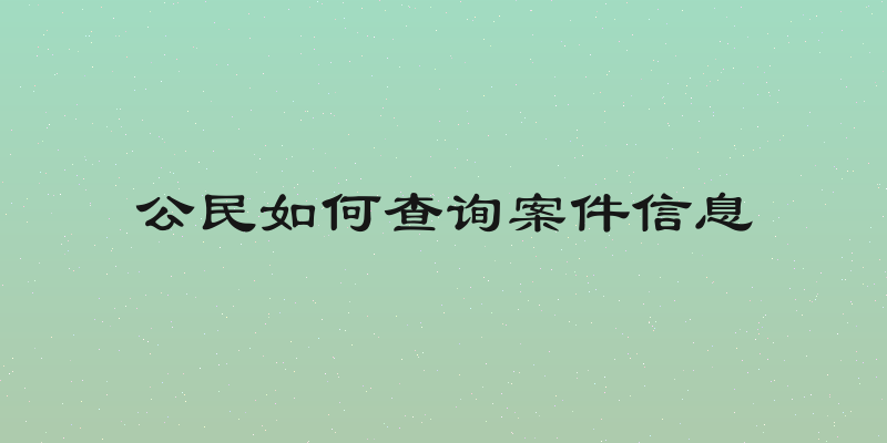 公民如何查询案件信息