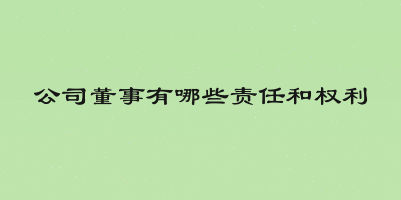 公司董事有哪些责任和权利