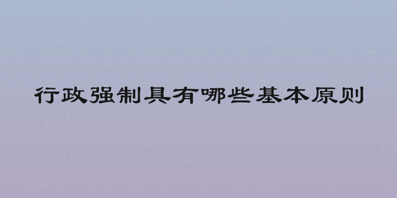 行政强制具有哪些基本原则