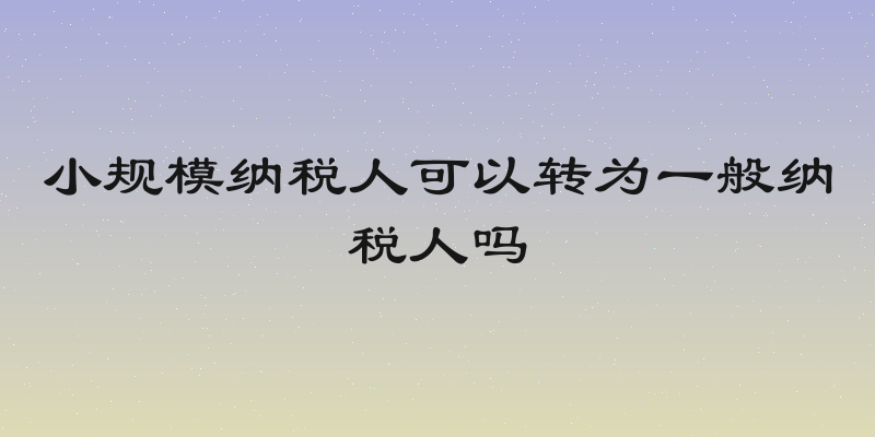 小规模纳税人可以转为一般纳税人吗