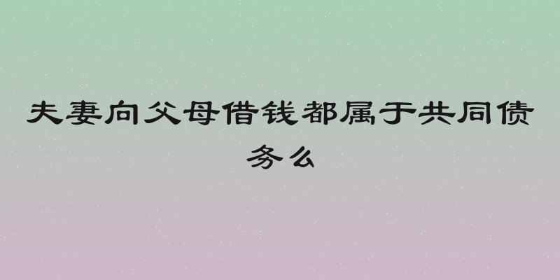 夫妻向父母借钱都属于共同债务么